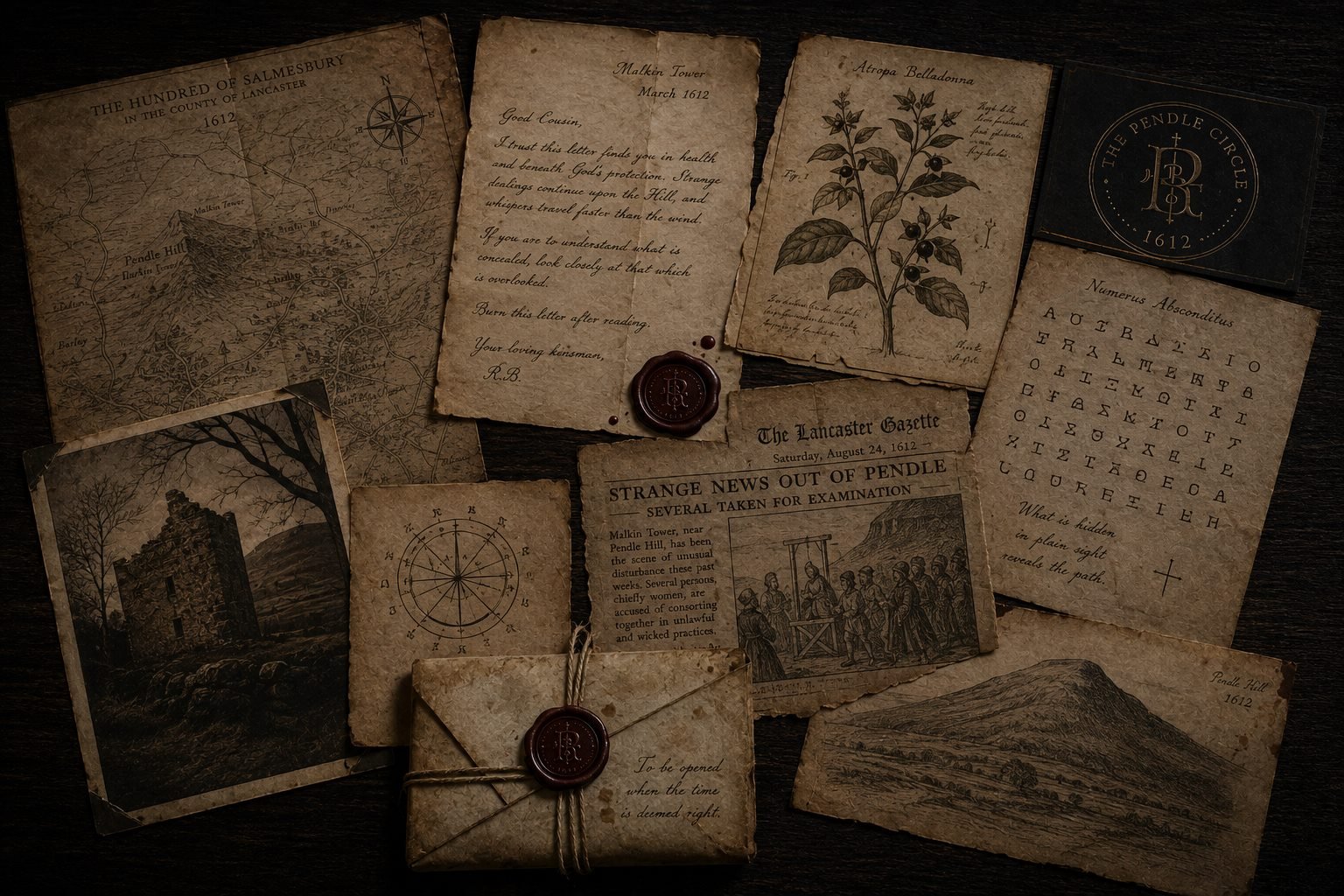 A collection of Pendle Circle correspondence, maps, photographs and archival fragments