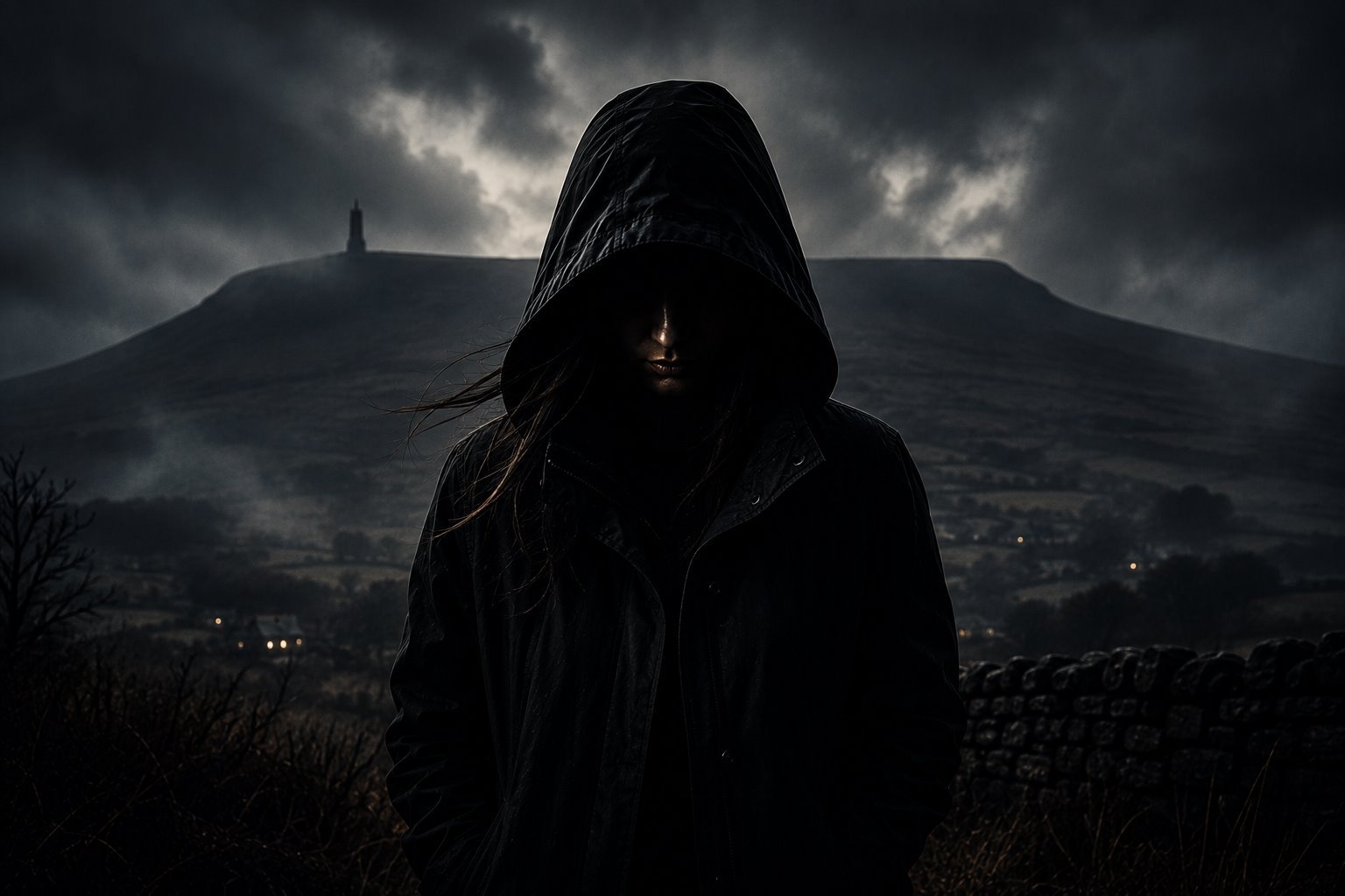 The current female Keeper standing beneath Pendle Hill.